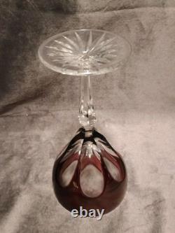 Bohemian Glass Cut To Clear Crystal 6ct. St. Louis PatternColored Wine Glass