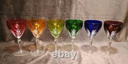 Bohemian Glass Cut To Clear Crystal 6ct. St. Louis PatternColored Wine Glass