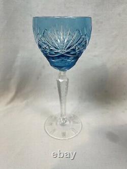 Bohemian Glass Cut to Clear Crystal Wine Glasses Goblets Set of 5 Colorful