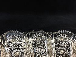 Bohemian Hand Cut Crystal Art Glass Rectangular Dresser Tray, 13 1/4 x 7
