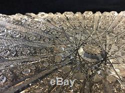 Bohemian Hand Cut Crystal Art Glass Rectangular Dresser Tray, 13 1/4 x 7