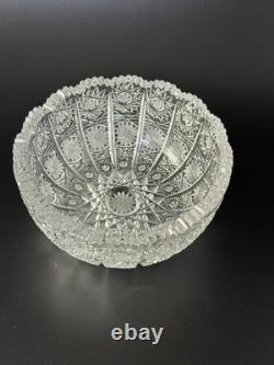 Bohemian Style Crystal Bowl Set Hobstar Starburst Vintage 2 Piece
