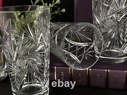 Bohemian Styled Highball Glasses Cut Crystal Clear Barware Glassware Set of 6