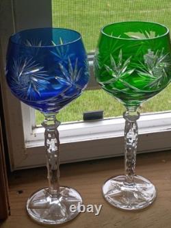 Bohemian Vintage Cut To Clear Multicolor Crystal Wine Glasses In Box Set Of Six
