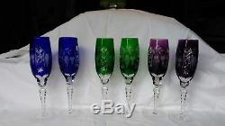 Bohemian cut to clear crystal champagne glasses