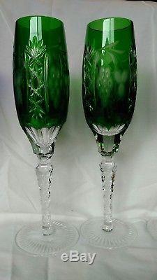 Bohemian cut to clear crystal champagne glasses