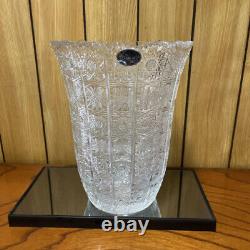 Bohemian glass cut crystal flower vase made in Czechoslovakia