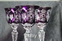 Boho Chic Nachtmann Traube Amethyst Cut Crystal Port Wine Glasses Set Germany