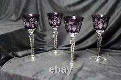 Boho Chic Nachtmann Traube Amethyst Cut Crystal Port Wine Glasses Set Germany