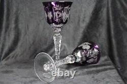 Boho Chic Nachtmann Traube Amethyst Cut Crystal Port Wine Glasses Set Germany