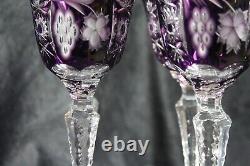 Boho Chic Nachtmann Traube Amethyst Cut Crystal Port Wine Glasses Set Germany
