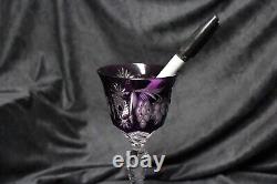 Boho Chic Nachtmann Traube Amethyst Cut Crystal Port Wine Glasses Set Germany