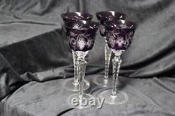 Boho Chic Nachtmann Traube Amethyst Cut Crystal Port Wine Glasses Set Germany