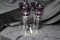 Boho Chic Nachtmann Traube Amethyst Cut Crystal Port Wine Glasses Set Germany