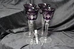 Boho Chic Nachtmann Traube Amethyst Cut Crystal Port Wine Glasses Set Germany