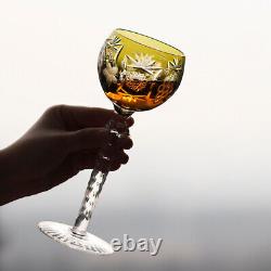 Boho Wedding Water Wine Goblet Hand Cut Color Crysta Glasses Set Of 6 Stemware