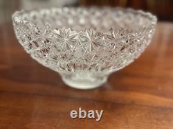 Bowl, American Brilliant Cut Glass, Hobstar, Strawberry Diamond And Fan Motif