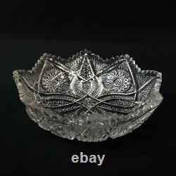 Bowl Crystal Cut Glass American Brilliant Period Sawtooth Edge Elegant Antique