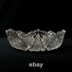 Bowl Crystal Cut Glass American Brilliant Period Sawtooth Edge Elegant Antique