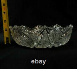 Bowl Crystal Cut Glass American Brilliant Period Sawtooth Edge Elegant Antique