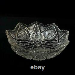 Bowl Crystal Cut Glass American Brilliant Period Sawtooth Edge Elegant Antique