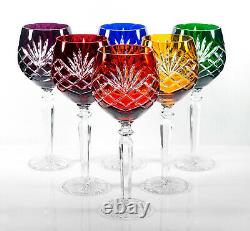 Box of 6 Hand Cut 24% Lead Large Wine Crystal Glasses 280ml NEW COLOR COLLECTION