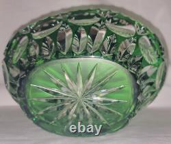 Bride's Basket Cut-to-Clear Emerald Green Crystal Art Glass VGC Vtg