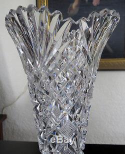 Brilliant Cut Glass Crystal Trumpet Vase Dorflinger Hawkes Pairpoint 12 tall