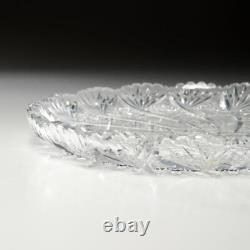 Brilliant Cut Glass Hobstar Fan Crosshatch Crystal Shallow Bowl Sawtooth 11