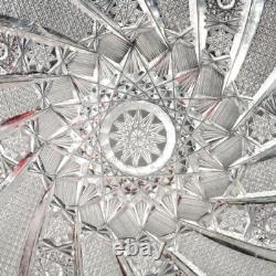 Brilliant Cut Glass Hobstar Fan Crosshatch Crystal Shallow Bowl Sawtooth 11