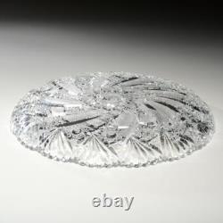 Brilliant Cut Glass Hobstar Fan Crosshatch Crystal Shallow Bowl Sawtooth 11