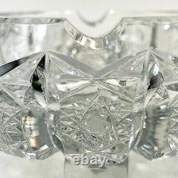 Brilliant Period Cut Glass Pair of Vintage Heavy Crystal Cigar Ashtrays