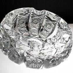 Brilliant Period Cut Glass Pair of Vintage Heavy Crystal Cigar Ashtrays