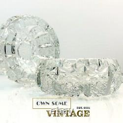 Brilliant Period Cut Glass Pair of Vintage Heavy Crystal Cigar Ashtrays