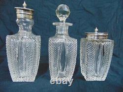 British Cut Glass Silverplate Crystal Condiment Cruet Set Bailey Banks Biddle