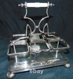 British Cut Glass Silverplate Crystal Condiment Cruet Set Bailey Banks Biddle