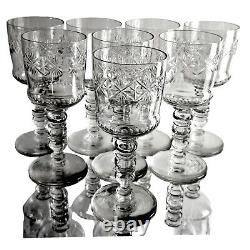 Bryce Diamond Wreath Cut Crystal Wine Goblets 1930s Elegant Glass 625-1 7 (8)