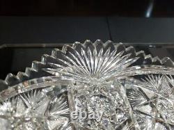 Butter Dish & Lid American Brilliant period Cut Glass Crystal Fanned Hobstar