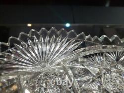 Butter Dish & Lid American Brilliant period Cut Glass Crystal Fanned Hobstar