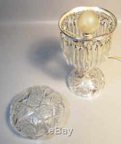 C1890 ABCG American Brilliant Table Lamp withDome Shade Hand Cut Crystal 30 Prisms