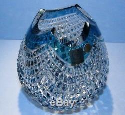 CAESAR CRYSTAL Azure Urn Vase Bowl Hand Cut to Clear Overlay Czech Bohemian