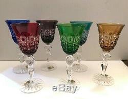 CAESAR CRYSTAL BOHEMIAE Hand Cut to Clear Wine Goblets Set of 6 CZECH GLASS