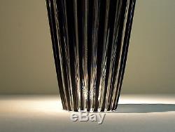 CAESAR CRYSTAL Bud Vase Black Cased Cut to Clear Overlay Czech Bohemian Glass