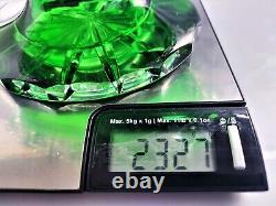 CAESAR CRYSTAL Emerald Green Footed Bowl Hand Cut to Clear Overlay, 10, 2327gr