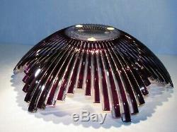 CAESAR CRYSTAL Purple Bowl Cut to Clear Overlay Czech Bohemian Cased Art Glass