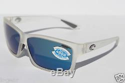 COSTA DEL MAR Cut POLARIZED Sunglasses Matte Crystal/Blue Mirror GLASS 400G NEW