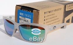COSTA DEL MAR Cut POLARIZED Sunglasses Matte Crystal/Green Mirror GLASS 400G NEW