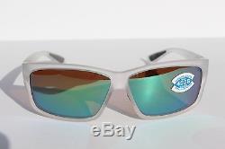 COSTA DEL MAR Cut POLARIZED Sunglasses Matte Crystal/Green Mirror GLASS 400G NEW