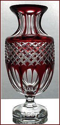 CRANBERRY RED PINK Pedestal Vase CUT TO CLEAR CRYSTAL German WMF William Fraser