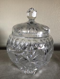 CRYSTAL PUNCH BOWL-Heavy Cut Glass WithLid 10 Cups For Showers-Weddings-Holidays
